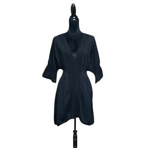 Seaspice Women's XL Organic Premium Cotton Black Swimsuit Cover Up Resortwear